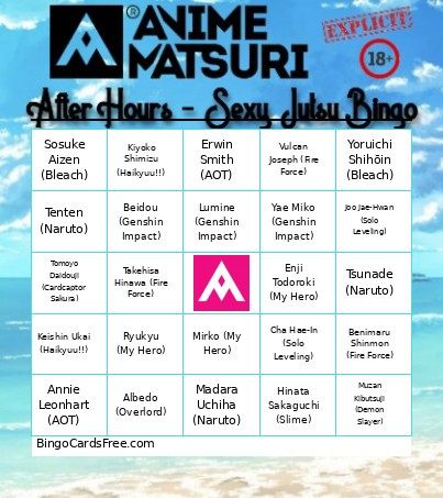 Sexy Jutsu Bingo Card