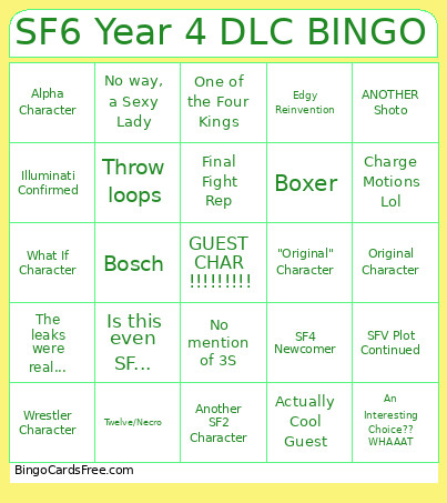 SF6 Year 4 DLC Bingo Card
