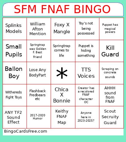 SFM FNAF BINGO