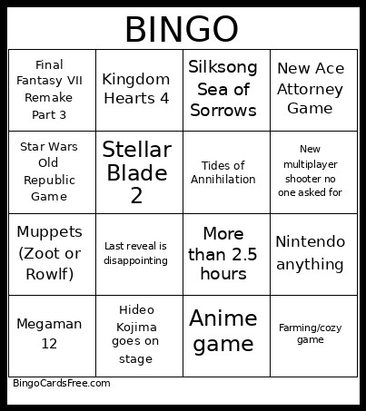 SGF 2026 Bingo Card