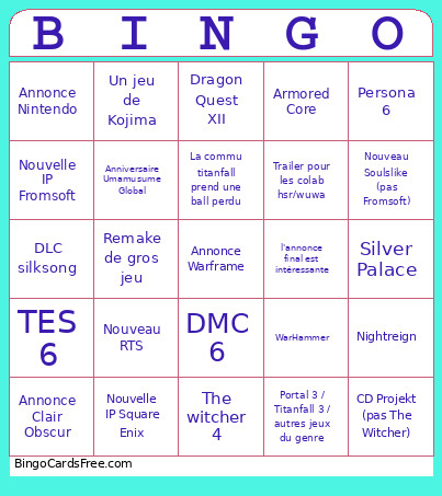 SGF 2026 Bingo Card