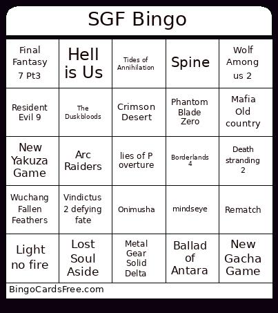 SGF Bingo