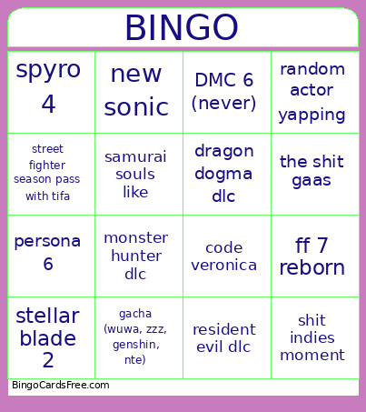 SGF Bingo Card