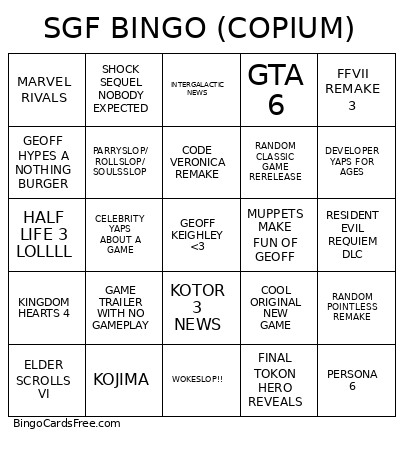 SGF (COPIUM) Bingo Card