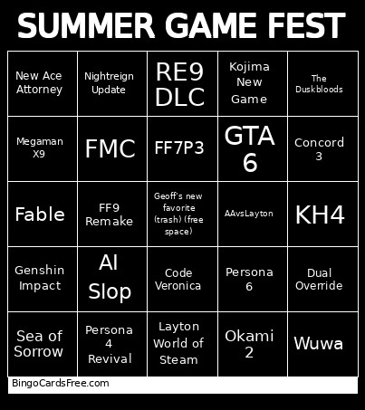 SGF From People That Dont Play Them Games Bingo Card