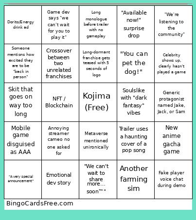 SGFest Bingo Card
