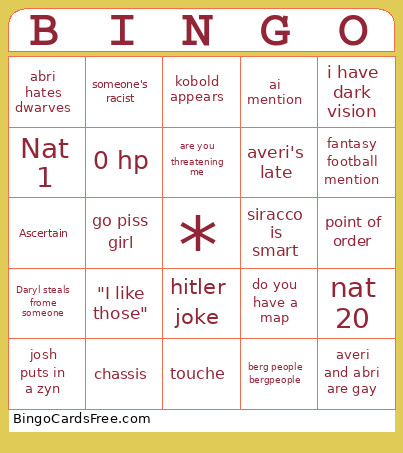 Shadows Of The Far Realm Bingo Card