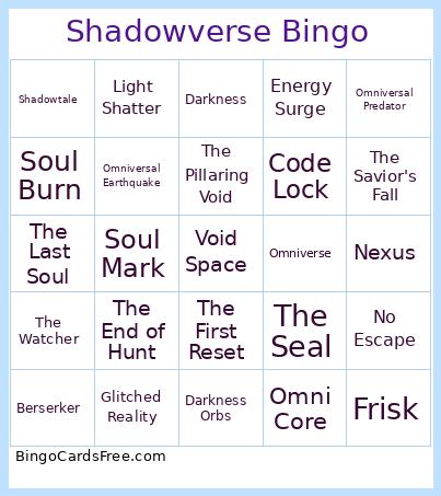 Shadowverse Bingo Card