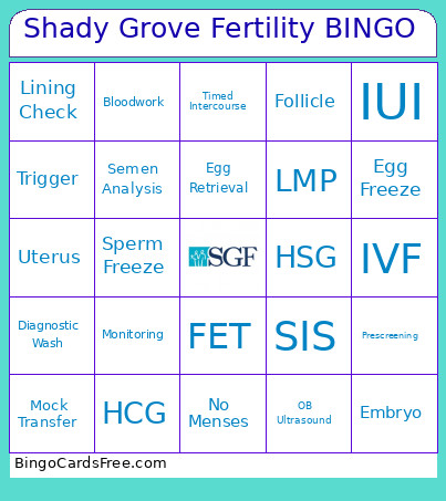 Shady Grove Fertility Bingo Card 2