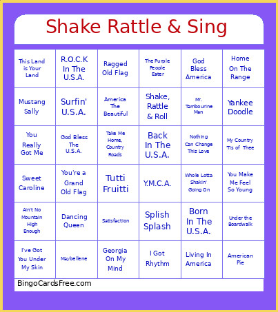 Shake Rattle & Sing Bingo Card