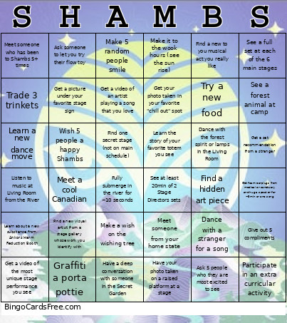 Shambs 2027 6x6 With Radom Bingo Card