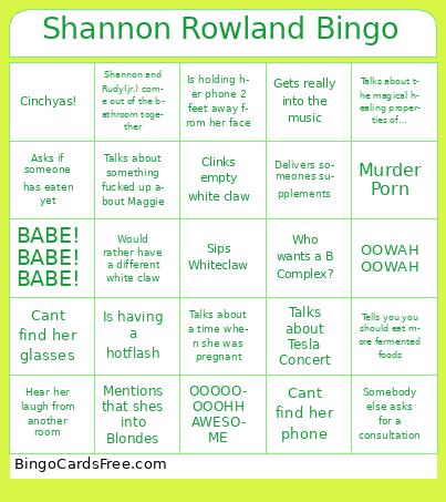 Shannon Rowland Bingo