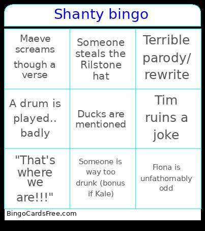 Shanty bingo Cards Free Pdf Printable Game, Title: Shanty bingo