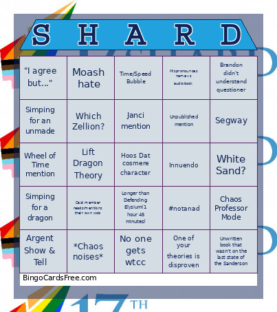 Shardcast Bingo Card