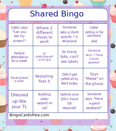 Shared Bingo Card