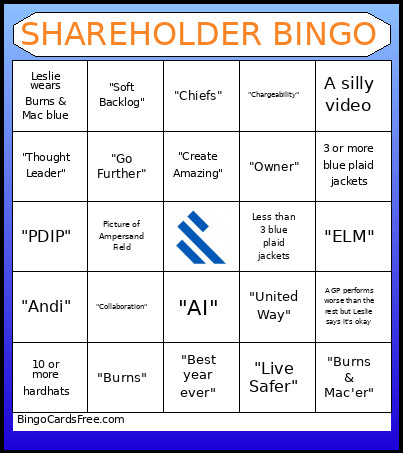 SHAREHOLDER Bingo Card