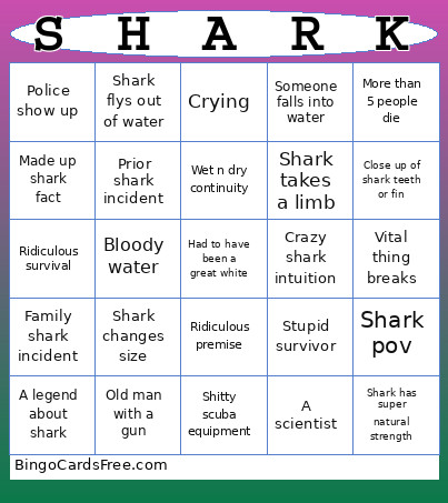 Shark Movie Bingo Card