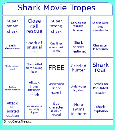 Shark Movie Tropes Bingo Card