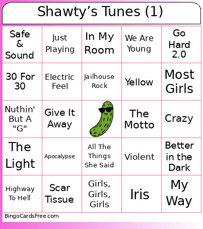 Shawty’s Tunes (1) Bingo Card