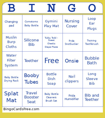 Shelby's Shower Bingo Card