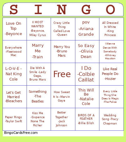 Sheppard Singo 1026 Bingo Card