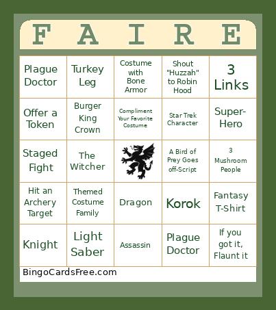 Sherwood Bingo Card