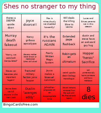 Shes No Stranger To My Thing Bingo Card