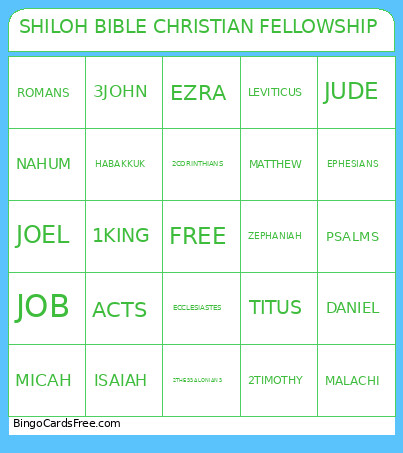 SHILOH BIBLE CHRISTIAN FELLOWSHIP Bingo Card