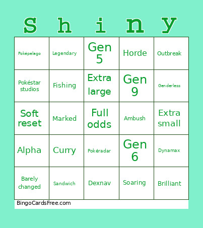 Shiny Bingo Card
