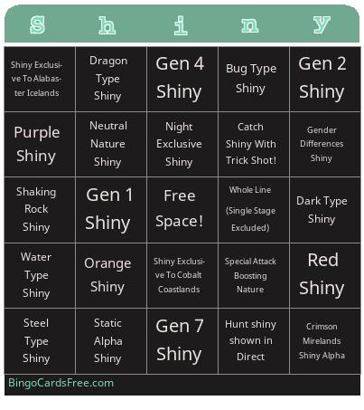 Shiny Bingo PLA