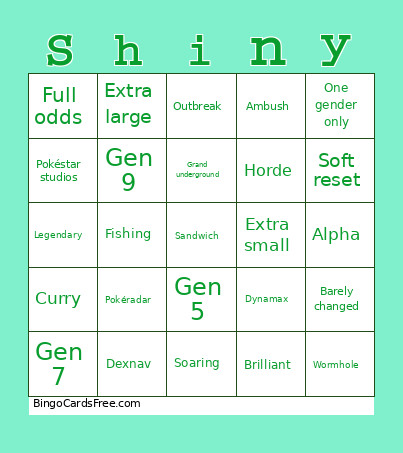 Shiny Template Bingo Card