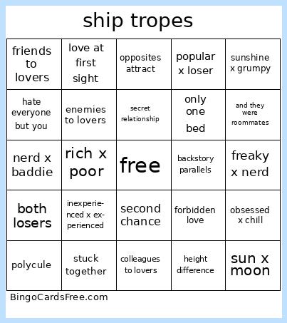 ship tropes  Bingo
