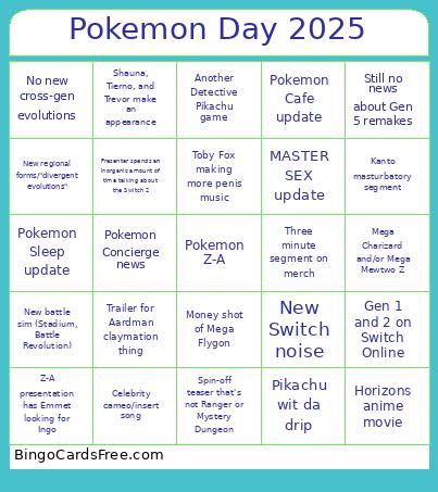 Shis Pokemon Day 2025 Bingo Card
