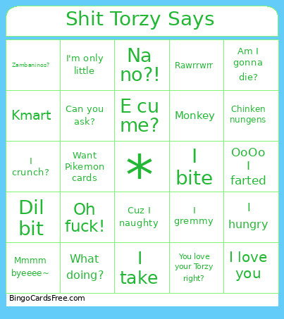 Shit Torzy Says Bingo Card