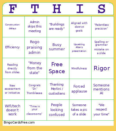 Shitposting Convocation Bingo Card