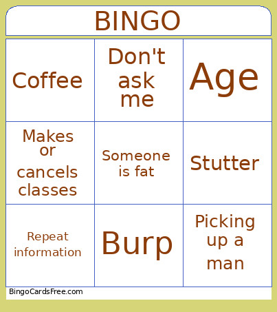 Shitty Caller Bingo Card