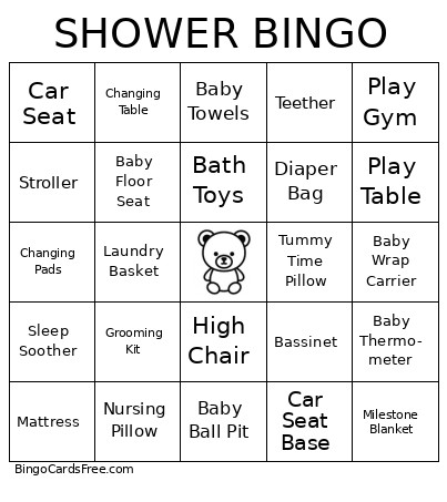 SHOWER Bingo Card 2