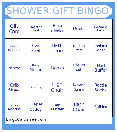 SHOWER GIFT Bingo Card