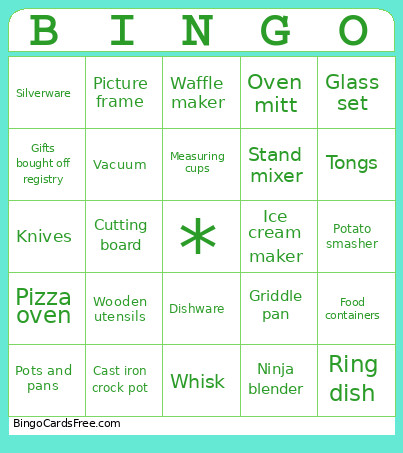 Shower Bingo Card