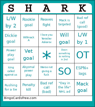 Shrockey Bingo Card 2