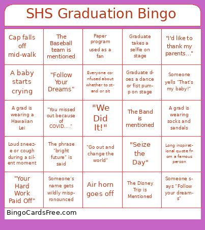SHS Graduation Bingo
