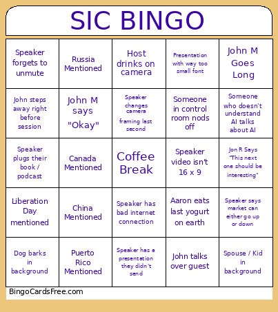Sic Bingo Card