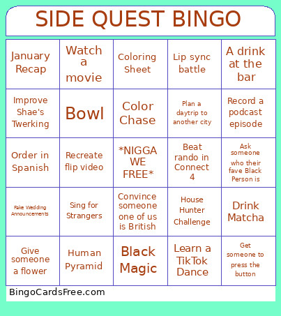 SIDE QUEST Bingo Card
