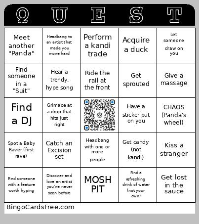Sidequest Bingo Card