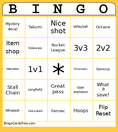 Sideswipe Bingo Card