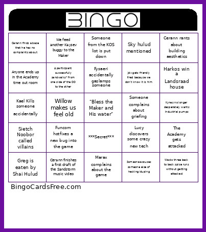 Sietch Noobor Bingo Card