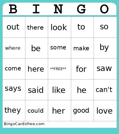 sight word bingo