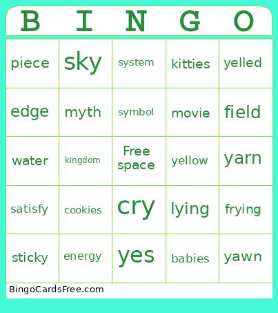 Sight Words Bingo Card