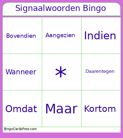 Signaalwoorden Bingo Card