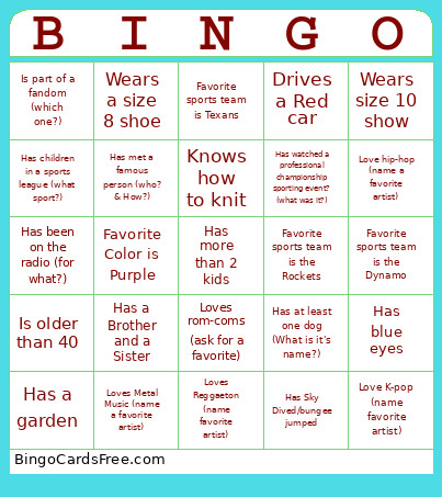 Signature Bingo Card